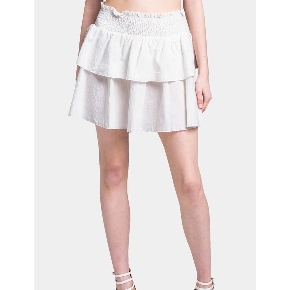 HT 360 Women's Ruffled tiered‎ skirt white Size XL Sorority Coastal Cowgirl